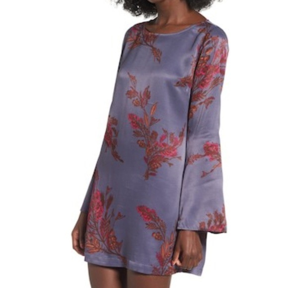 NWT LEITH Satin Trumpet Sleeve Mini Dress, S - Picture 3 of 14